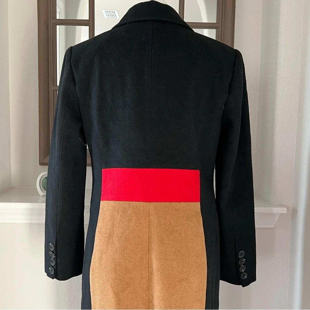 NEW Avec Les Filles ColorBlock Trench Coat, Black Red Camel Size S Retail ~ $500 - Picture 8 of 17